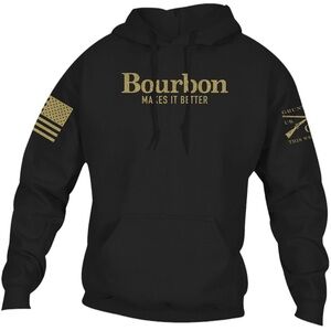 Grunt Style “Bourbon Makes It Better” Pullover Hoodie Black Sweatshirt Size XL